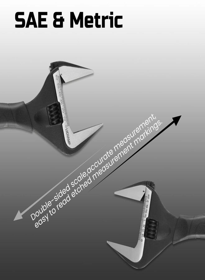 Lichamp مفتاح ربط قصير قابل للتعديل بعرض 12 بوصة مع فتحة فك 60 مم من Lichamp للسباكة والسيارات والصناعة، لون أسود - Image 5