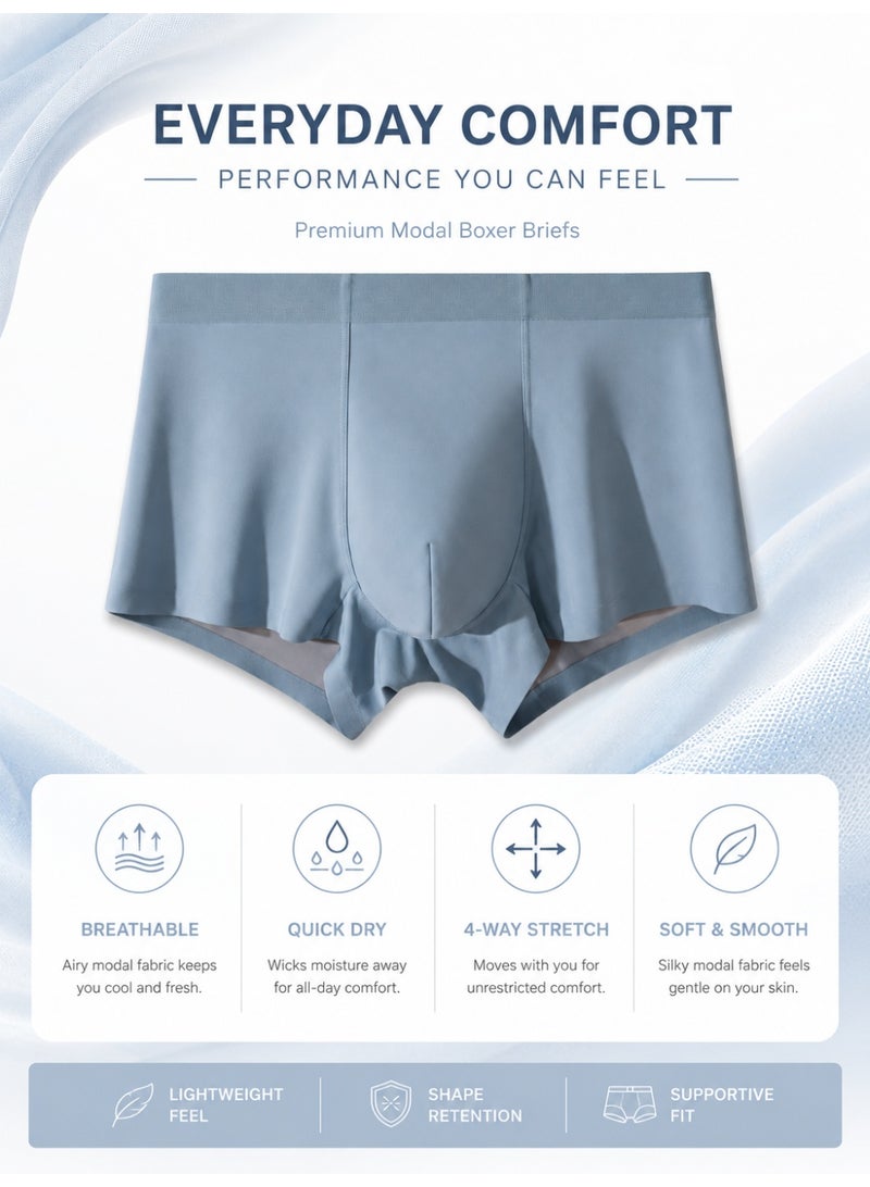 Men's Modal Boxer Briefs 4 Pack Antibacterial Mulberry Silk Crotch Ultra Soft Moisture Wicking No Ride Up L-3XL Daily Wear - Image 4