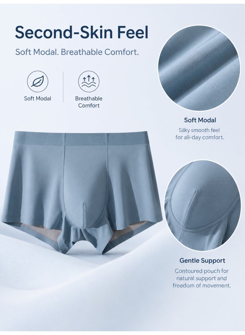 Men's Modal Boxer Briefs 4 Pack Antibacterial Mulberry Silk Crotch Ultra Soft Moisture Wicking No Ride Up L-3XL Daily Wear - Image 5