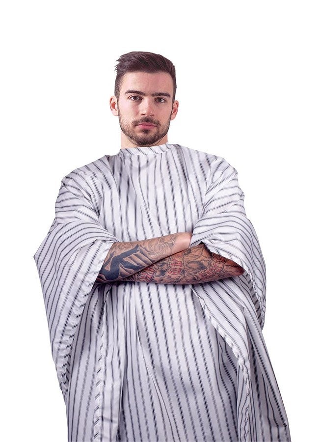 Cricket Route 66 Barber Cape - Hair Cutting Cape with Classic Pinstripe Design, Adjustable Snap Neck Closure - Water-Resistant, Lightweight and Comfortable, Extra Large Coverage - 58” x 60” - Image 1