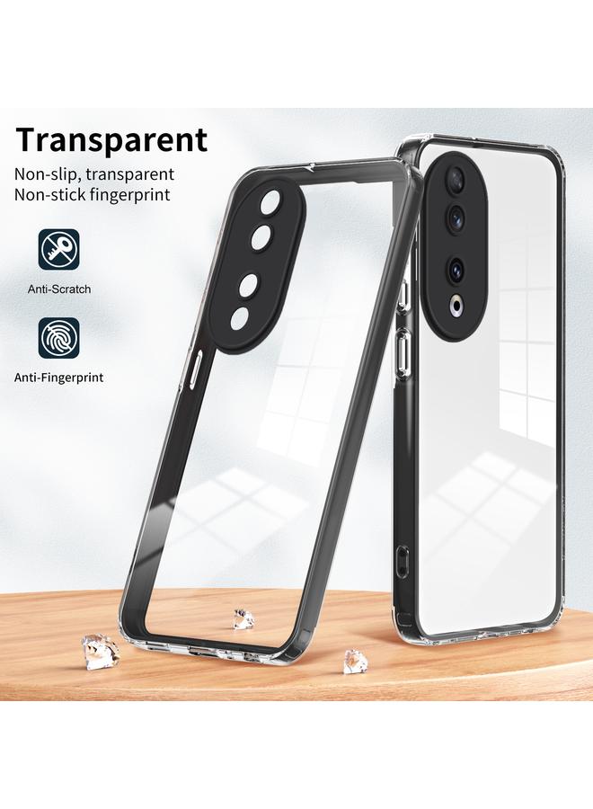 اس-توب جراب لهاتف Honor 90 3 في 1، جراب هاتف شفاف من مادة TPU بلون إطار الكمبيوتر الشخصي - Image 2