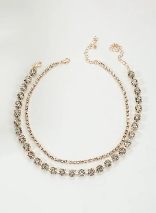 Styli Set of 2 - Assorted Embellished Necklace with Lobster Clasp Closure