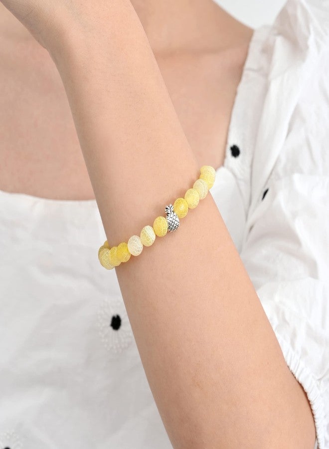 Softones 8mm Beaded Pineapple Bracelets for Women Men Best Friend Bracelet Stretch Charm Bracelets Gifts - Image 5