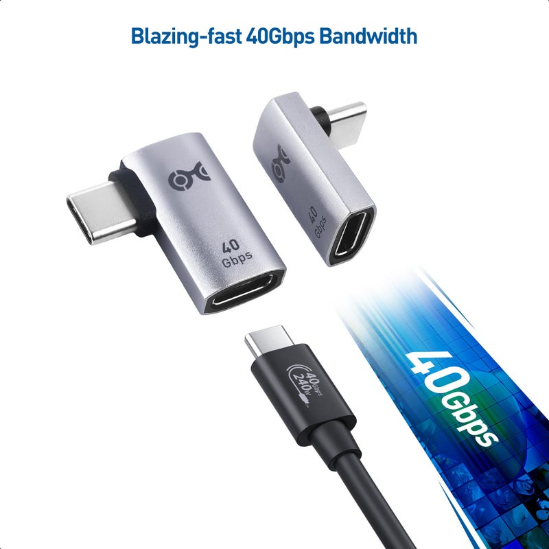 Cable Matters Combo-Pack 40Gbps Right Angle USB-C Adapter Kit, Up to [4K@240Hz Video, 240W Charging, 40Gbps Data Transfer] 90 Degree USB C Adapter, Compatible with Thunderbolt 4, iPhone 16, Steam Deck - Image 3