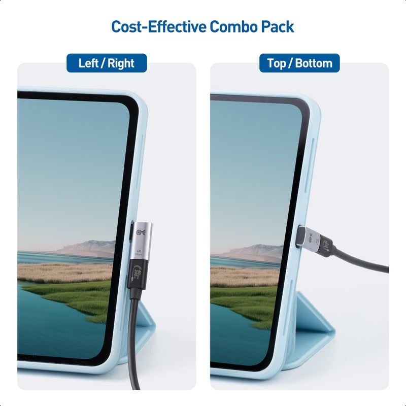 Cable Matters Combo-Pack 40Gbps Right Angle USB-C Adapter Kit, Up to [4K@240Hz Video, 240W Charging, 40Gbps Data Transfer] 90 Degree USB C Adapter, Compatible with Thunderbolt 4, iPhone 16, Steam Deck - Image 2