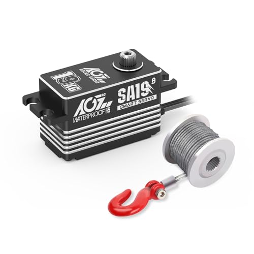 AGFRC 19KG LowProfile Waterproof RCWinchServo 0073s High Speed Full CNC Metal Gear Brushless Programmable Smart Servo with 25T Metal Winch Horn for 110 RC Cars Crawlers SA19 Winch - Image 1