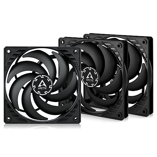 ARCTIC P12 Slim PWM PST (3 Pack) - PC Fans, 120mm Case Fan with PWM Sharing Technology (PST), Pressure-optimised, Quiet Motor, Computer, Extra Slim, 300–2100 RPM - Black - Image 1