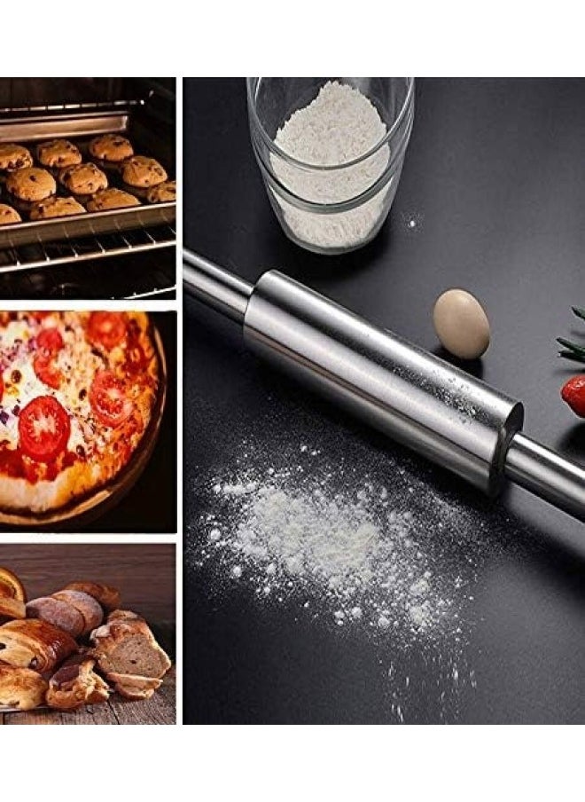 yongsheng Rolling Pin for Baking | Stainless Steel Rolling Pin | Smooth Light Weight Non-Stick Roller for Baking Cookie, Pizza,  Pie Crust, Dough, （17 Inch)  - Image 3