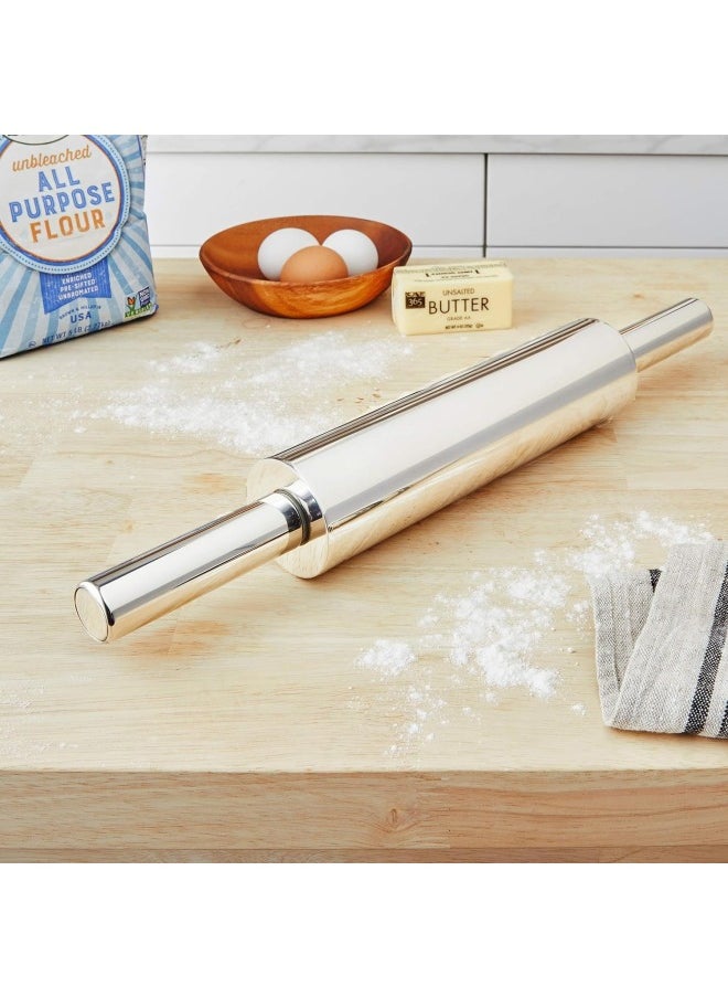 yongsheng Rolling Pin for Baking | Stainless Steel Rolling Pin | Smooth Light Weight Non-Stick Roller for Baking Cookie, Pizza,  Pie Crust, Dough, （17 Inch)  - Image 4