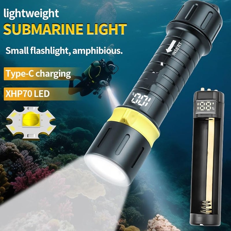 USB Rechargeable Dive Light Super Bright Waterproof Digital Display Rotary Switch for Diving Camping Outdoor - Image 3