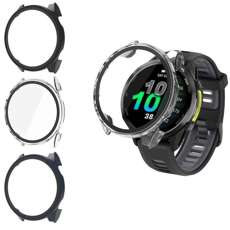 حافظة واقية مكونة من 3 قطع لـ Garmin 570 مقاس 42 مم باللون الأبيض العاجي والأسود الشفاف - Image 1