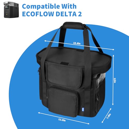 Xxerciz Travel Bag Compatible with ECOFLOW DELTA 2 Portable Power Station, Heavy Duty Power Storage Case with Shoulder Strap Handle, Generator Cover with Side Zippers, Carrying Bag for Camping RV - Image 2