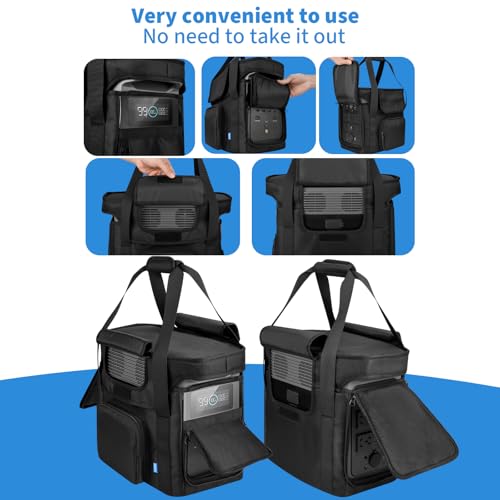 Xxerciz Travel Bag Compatible with ECOFLOW DELTA 2 Portable Power Station, Heavy Duty Power Storage Case with Shoulder Strap Handle, Generator Cover with Side Zippers, Carrying Bag for Camping RV - Image 4