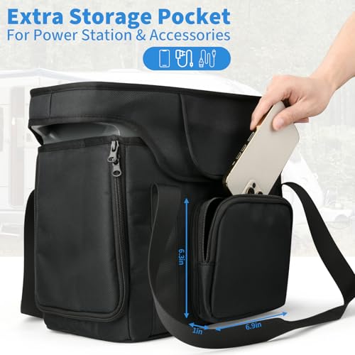 Xxerciz Travel Bag Compatible with ECOFLOW DELTA 2 Portable Power Station, Heavy Duty Power Storage Case with Shoulder Strap Handle, Generator Cover with Side Zippers, Carrying Bag for Camping RV - Image 5