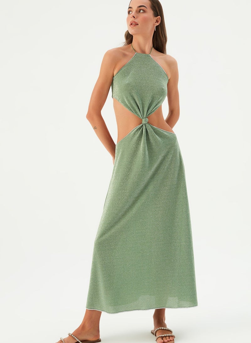Aidan Knotted Maxi Dress Grasshopper Green Colour - Image 1