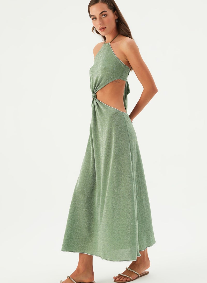 Aidan Knotted Maxi Dress Grasshopper Green Colour - Image 4