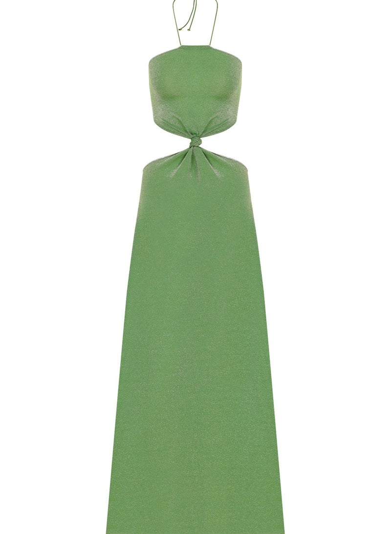 Aidan Knotted Maxi Dress Grasshopper Green Colour - Image 5