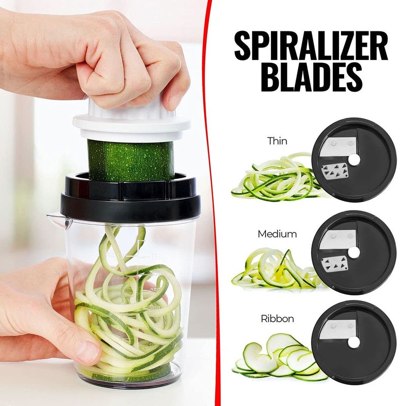 Fullstar آلة تقطيع الخضار بشكل حلزوني من فولستار - 8 في 1 صانع نودلز الكوسا سباغيتي مع حاوية - Image 3