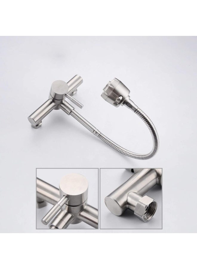 YelaJoy Kitchen Sink Faucet, Wall Mount Sink Faucet, Single Lever Handle Faucet, Brushed Nickel Water Tap Sink Faucet with 360 Rotable Pull Down Sprayer, Kitchen Sink Mixer Water Tap - Image 4