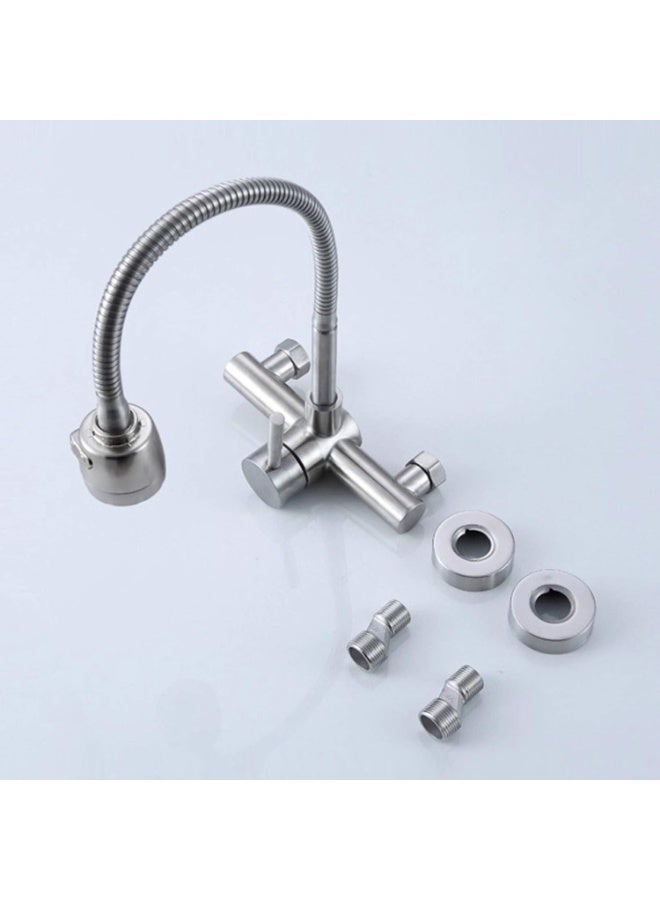 YelaJoy Kitchen Sink Faucet, Wall Mount Sink Faucet, Single Lever Handle Faucet, Brushed Nickel Water Tap Sink Faucet with 360 Rotable Pull Down Sprayer, Kitchen Sink Mixer Water Tap - Image 5