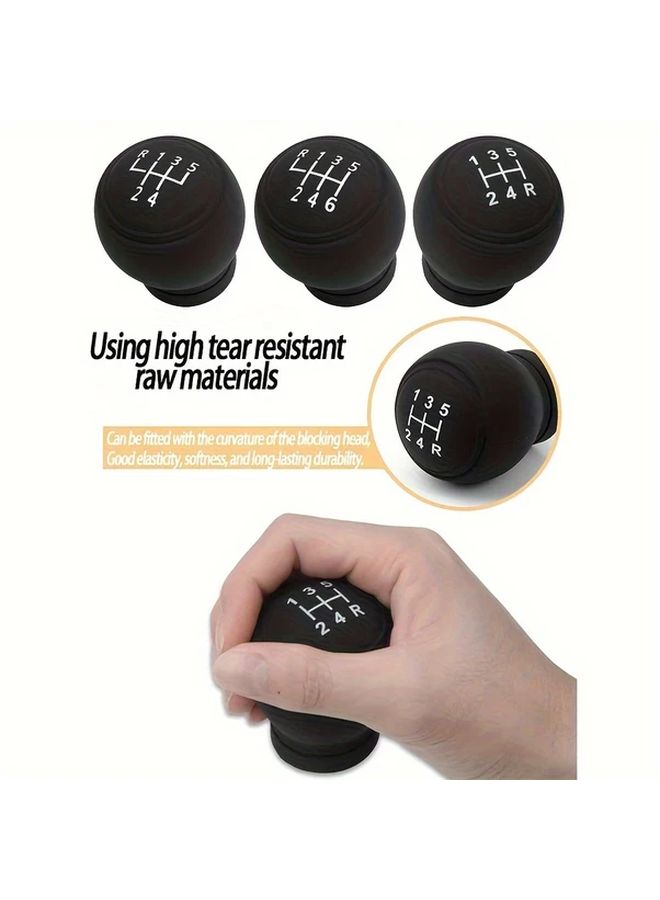 Black Silicone Anti Slip Gear Shift Knob Cover 5 Gears Left Fits Multiple Models - Image 3