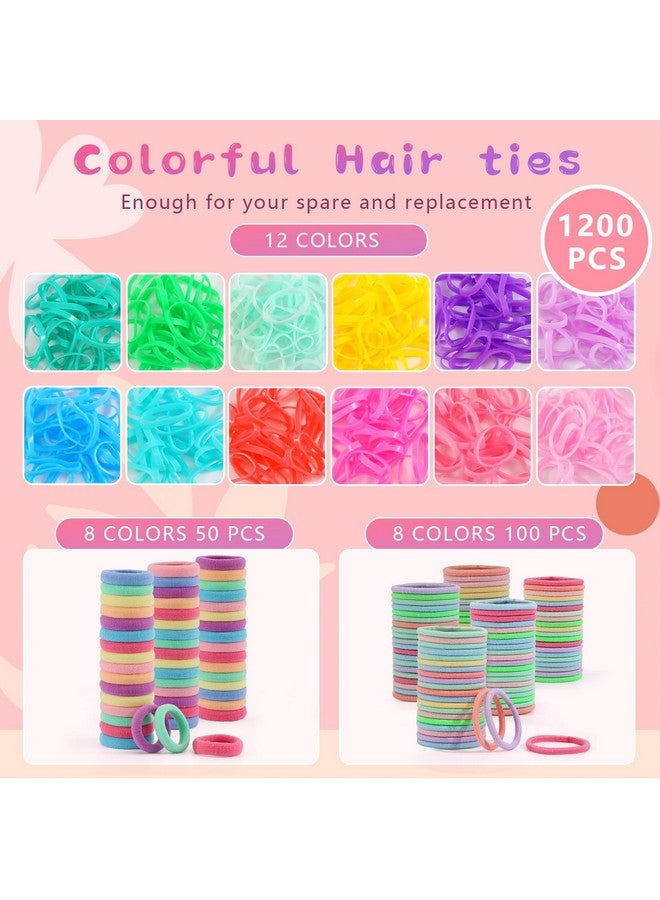 Seiolieliou Hair Accessories for Girls, 1350P Colorful Hair Ties Set with 72P Hair Clips, Bobby Pins for Toddlers, Hair Wax Stick, Butterfly Hair Clips for Kids, Hair Barrettes with Hair Comb Set & Organizer Box - Image 2