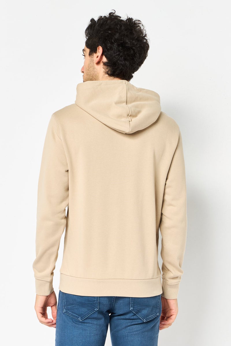 Celio Men Solid Long Sleeve Hoodie, Light Taupe - Image 4