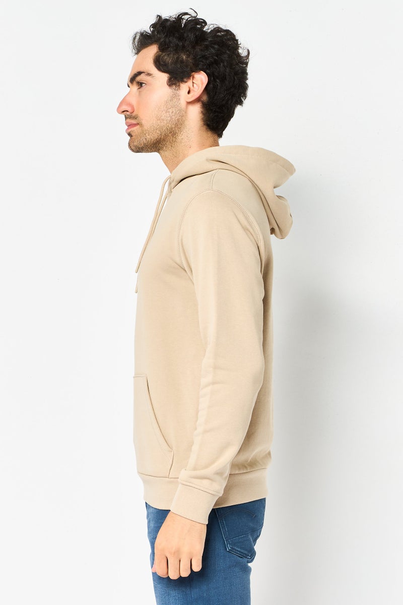 Celio Men Solid Long Sleeve Hoodie, Light Taupe - Image 3