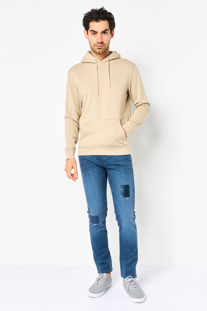 Celio Men Solid Long Sleeve Hoodie, Light Taupe - Image 2