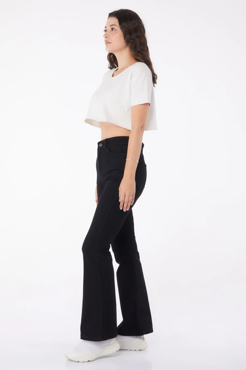 Tofisa Plain Mid Women's Black Flared Jeans - 25960