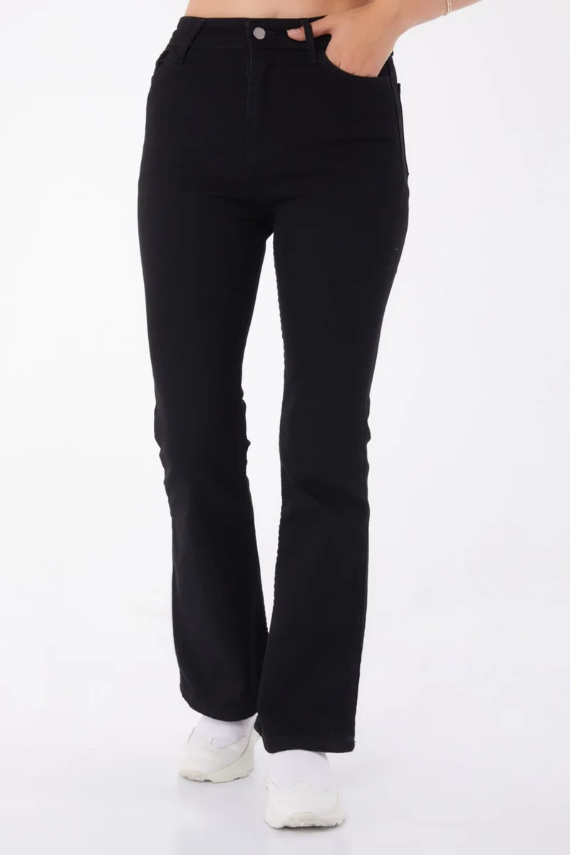 Tofisa Plain Mid Women's Black Flared Jeans - 25960
