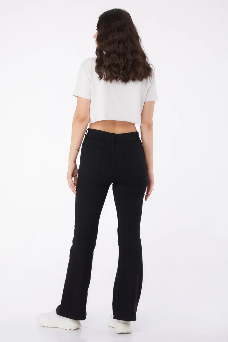 Tofisa Plain Mid Women's Black Flared Jeans - 25960