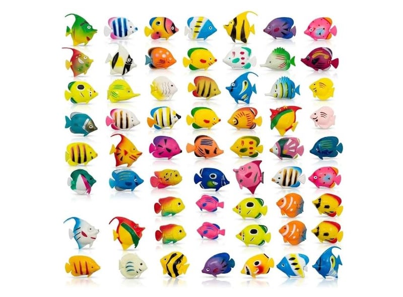 Meridian Artificial Floating Fish - 20 Piece Colorful Soft Silicone Aquarium Decoration Set - Image 1