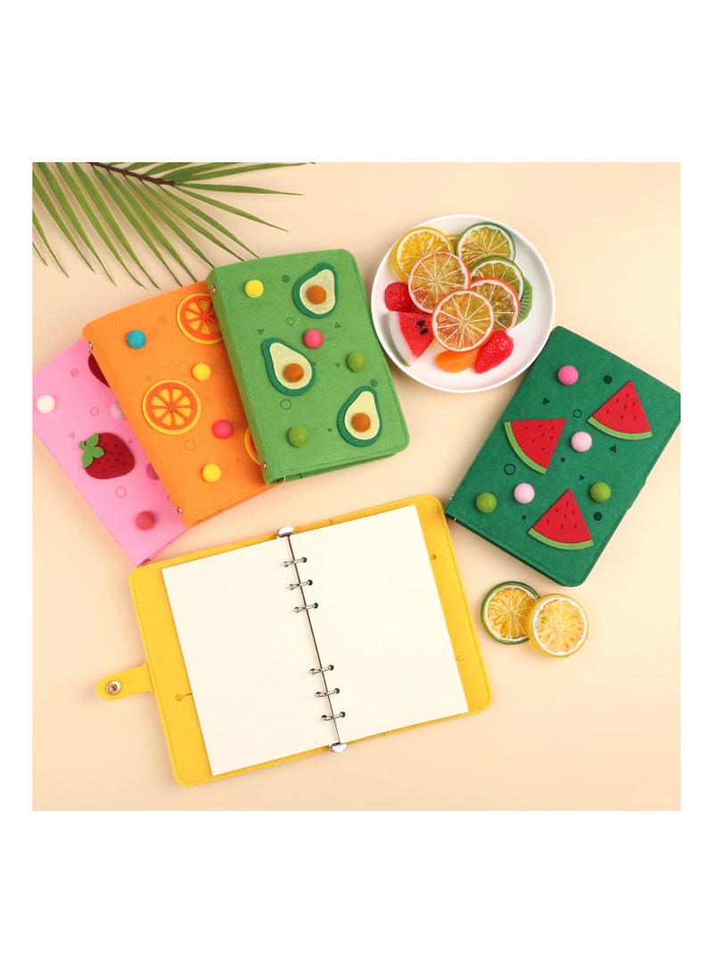 Zikra Cute A6 Notebook Binder Cover, with 80 Filler Papers, Soft Felt Refillable 6 Ring Binder Protector, A6 Budget Binder with Snap Button for 6-Hole Planner Pages Binder Pocket, Student, 3D Watermelon - Image 3