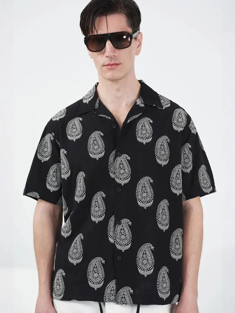 جيستو GIESTO Regular Fit Paisley Print Shirt with Button Closure
