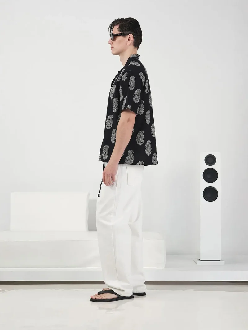 Giesto Black GIESTO Regular Fit Paisley Print Shirt with Button Closure for Men | Best Price UAE