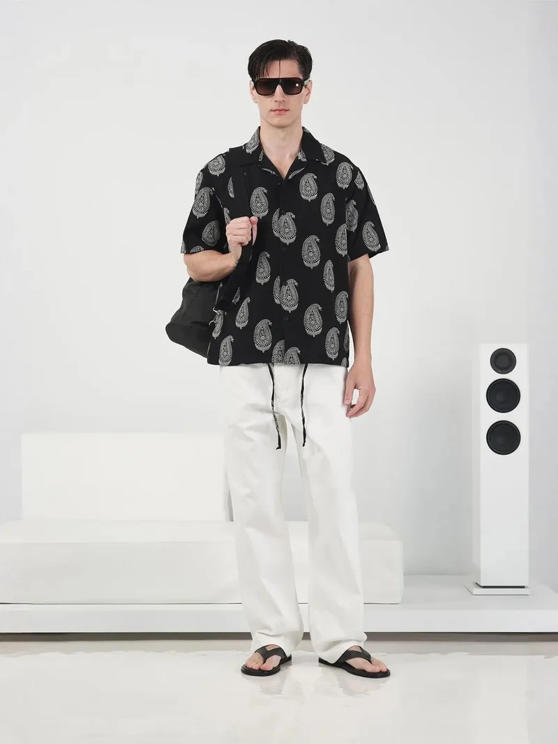 جيستو GIESTO Regular Fit Paisley Print Shirt with Button Closure