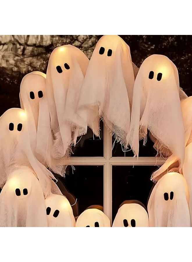 White Ghost Halloween Wreath Front Door Indoor Outdoor Hanging Decoration for Party Holiday - Image 4