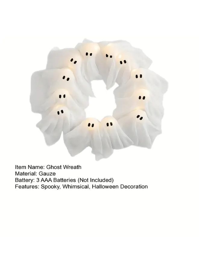 White Ghost Halloween Wreath Front Door Indoor Outdoor Hanging Decoration for Party Holiday - Image 5