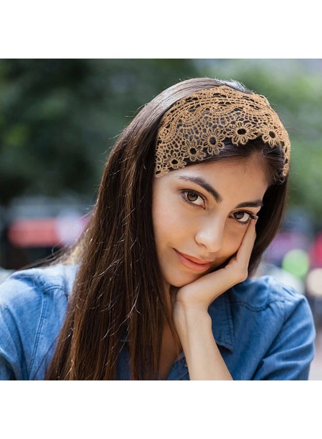 HONBAY 2PCS Fashion Wide Lace Headbands Vintage Floral Headband Elastic Makeup Hairbands With Teeth for Women (2 Color) - Image 5