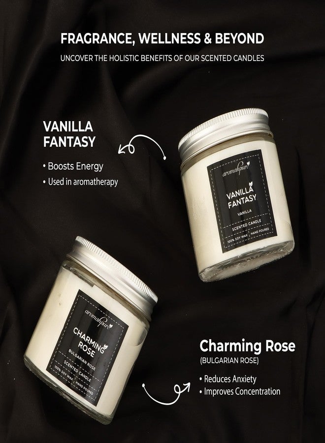 Aromahpure Scented Candles (55 Hours) (100% Soy Wax)- Handcrafted | Smoke-Free |Vanilla Fantasy -Vanilla, Charming Rose- Rose Candles for Home & Gift Sets.(Pack of 2), IFRA Certified - Image 4