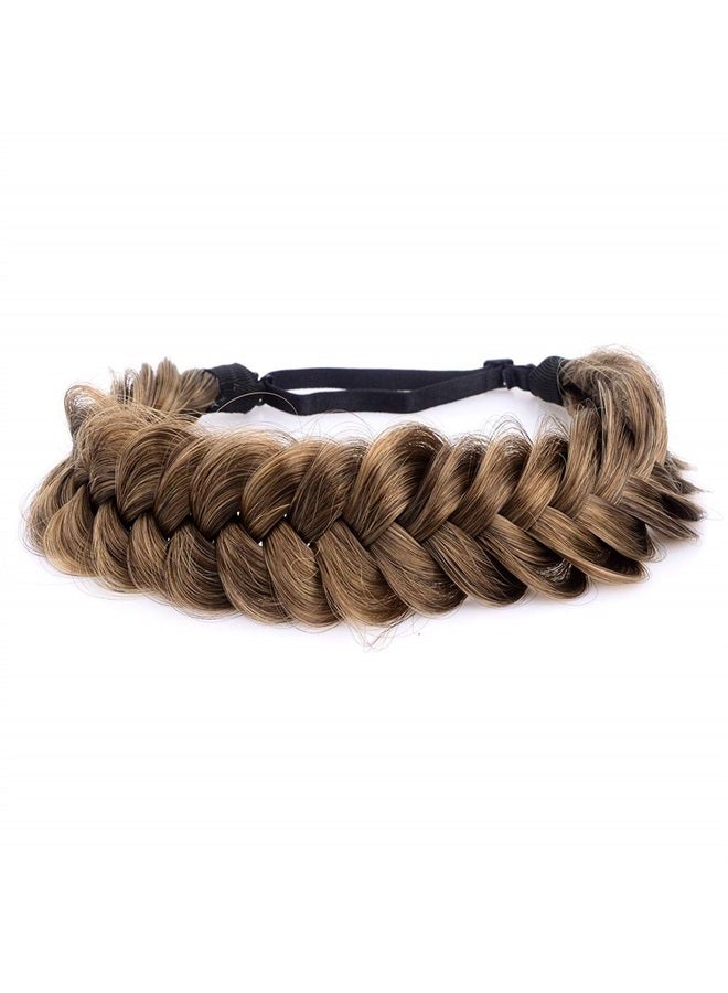 Messy Wide 2 Strands Synthetic Hair Braided Headband Classic Chunky Braid Headband Braided Headbands for Women Beauty Accessory (Claybank)