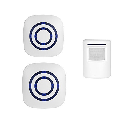 Enegg Wireless Home Security Driveway Alarm, Enegg Entry Alert, Visitor Door Bell Chime with 2 Plug-in Receiver and 1 PIR Motion Sensor Detector Alert System, Quality Sound and LED, 38 Melodies - Image 1