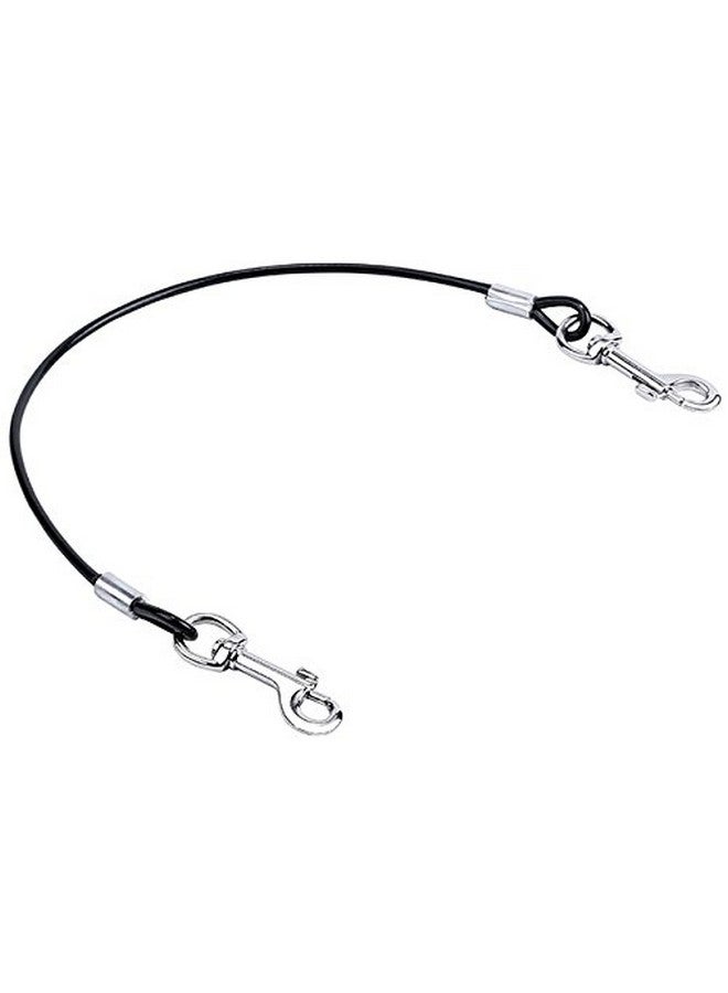 موغوكو حزام أمان السيارة للكلاب الأليفة، كابل أمان للسيارة للكلاب مطلي بالفولاذ المقاوم للصدأ ومقاوم للمضغ، مقود مزدوج غير قابل للمضغ للحيوانات الأليفة - 16 بوصة، أسود - Image 1