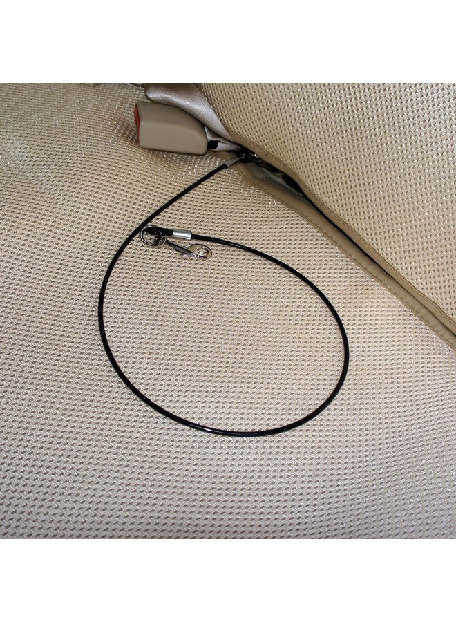 موغوكو حزام أمان السيارة للكلاب الأليفة، كابل أمان للسيارة للكلاب مطلي بالفولاذ المقاوم للصدأ ومقاوم للمضغ، مقود مزدوج غير قابل للمضغ للحيوانات الأليفة - 16 بوصة، أسود - Image 2