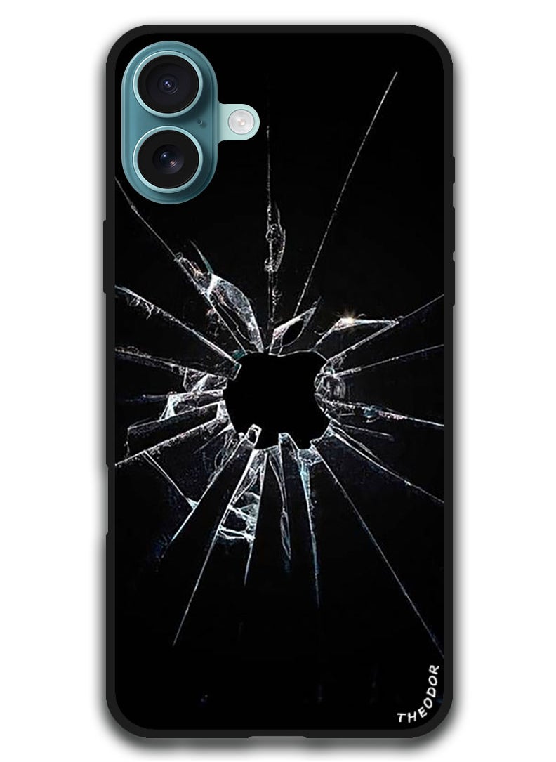 Theodor Protective Case Anti Scratch Shock Proof Bumper Cover For iPhone 16 Plus (6.7)-inch Cracked Glass Apple Logo  - Image 1