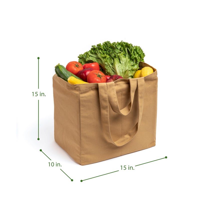 VeraMia VeraMia Canvas Grocery Bag 3pc Jumbo Set with Real Pockets  Long Shoulder Strap and Short Handle. Reusable Shopping Bags for Groceries Heavy Duty  Foldable  Washable  Grocery Tote Bag (Paper Bag)  - Image 2