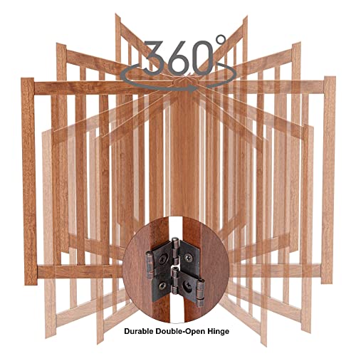 LZRS 2-Panel Wooden Free Standing Foldable Dog Gate Indoor – Solid Hardwood 24" High, Step-Over Safety Pet Gate for Doorways, Stairs & Small Spaces - Indoor Use, Oak - Image 5