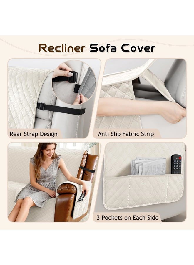 Arfntevss Waterproof Recliner Sectional Couch Covers for Reclining L Shape Sofa Cover Non Slip Washable L Shaped Slipcover Sets for Dog Furniture Protector (5 Seat with 1 Console Cover, Beige) - Image 4