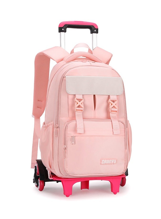 ZIRANYU ORiTi Solid-Color Rolling Backpack for Girls, Trolley Wheel School Bag, Wheeled Bookbag on 6 Wheels - Image 1